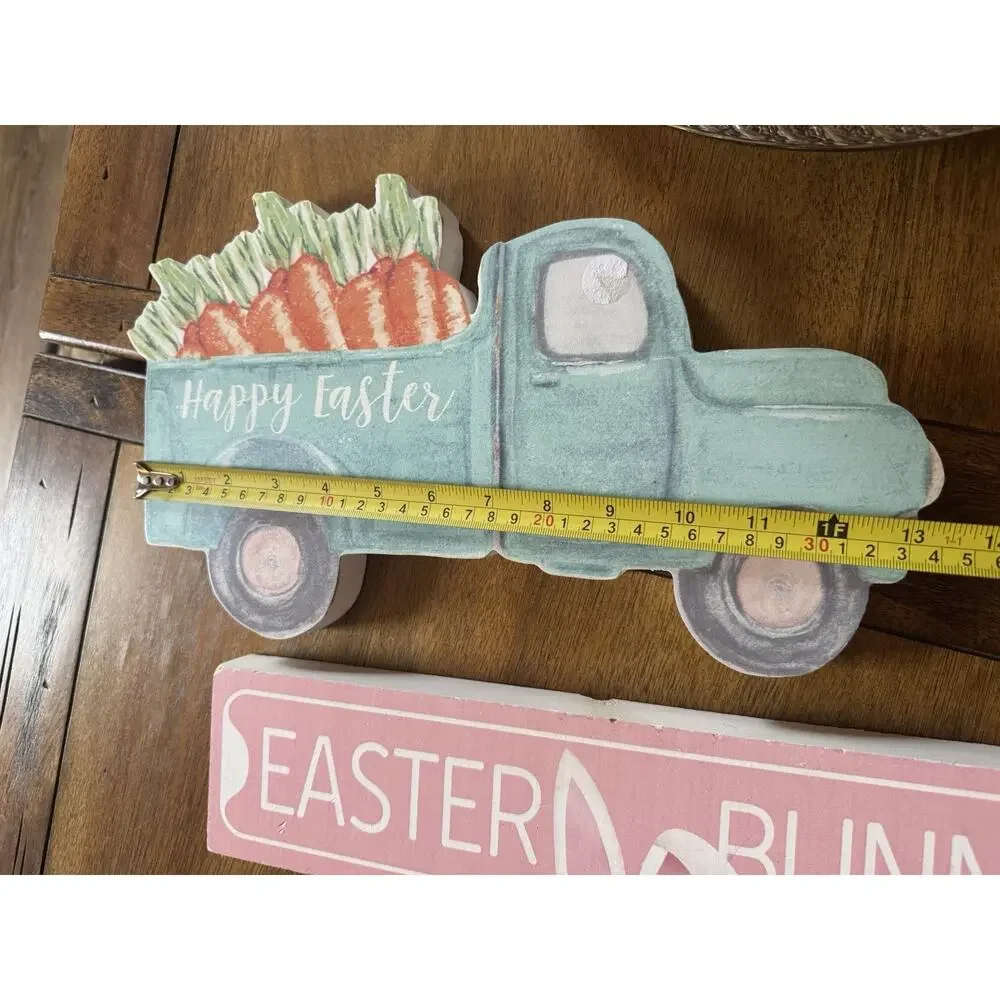 Lot of 3 Easter Wood Signs | Easter Truck Easter Bunny Blvd Bunny Kisses Decor